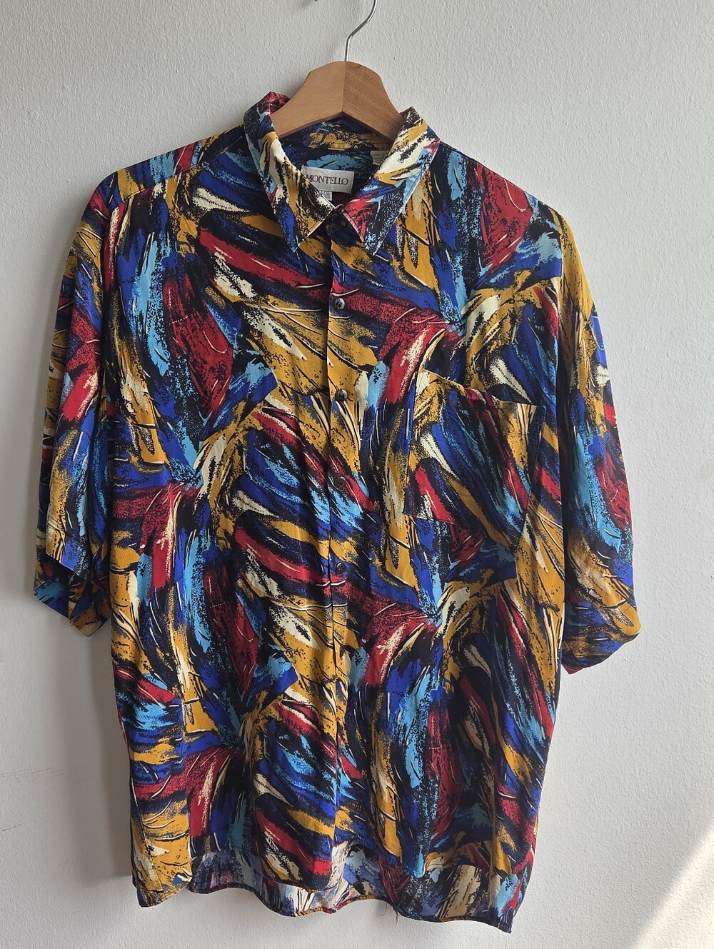 Vintage Multicolor Short-Sleeve Shirt - Yellow/Blue/Red